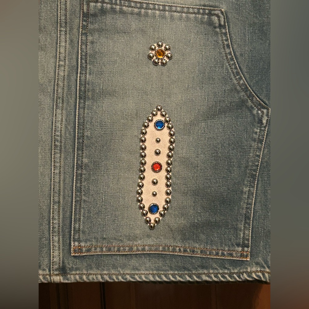 Kapital 14 oz denim shorts WITH studs remake size 34 NWT - Picture 4 of 15